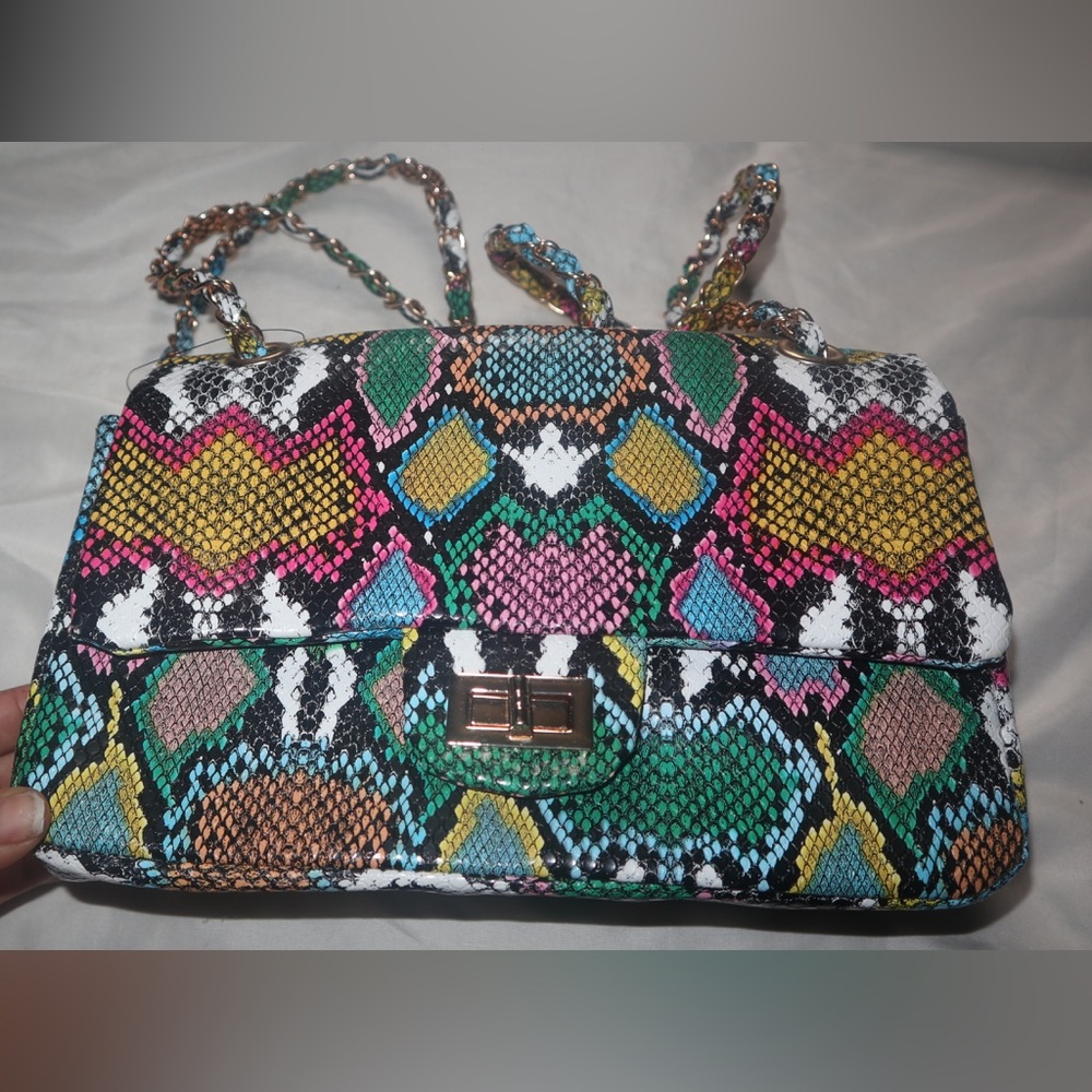 Multicolor Snake Print Women's Bag